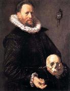 Portrait of a Man Holding a Skull., Frans Hals